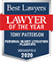 Best Lawyers badge of Tony Patterson. Lawyer of the year.